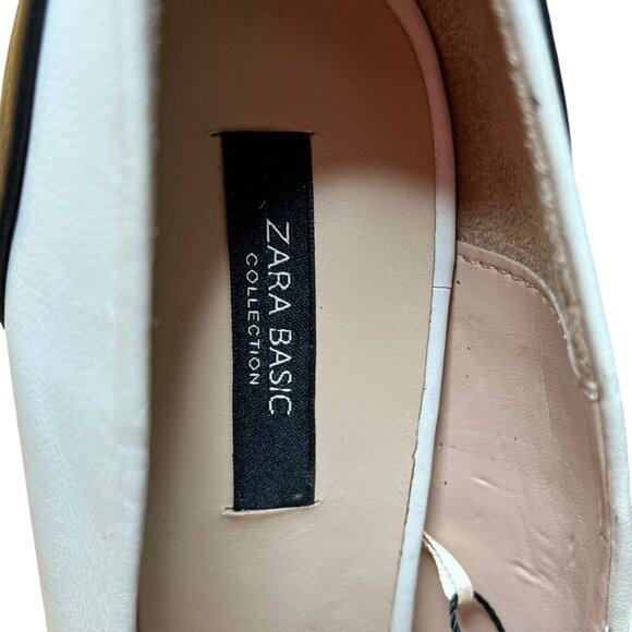 Zara Basic Leather Pointed Toe Heels in Black & White Size 39 with Minor Flaws - Picture 9 of 10